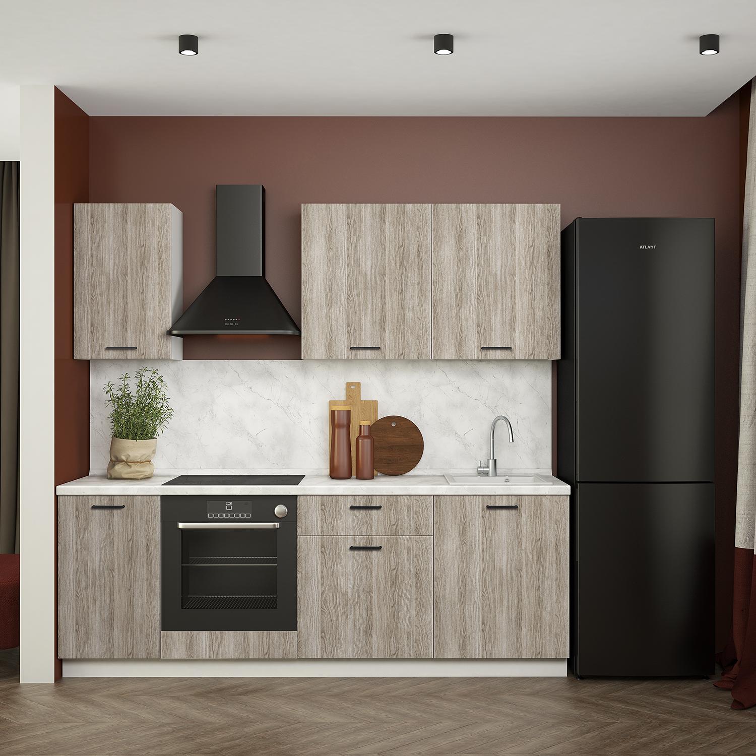 Кухонный гарнитур Рондо 2, 214x225x60 см, Дуб натуральный, левый		