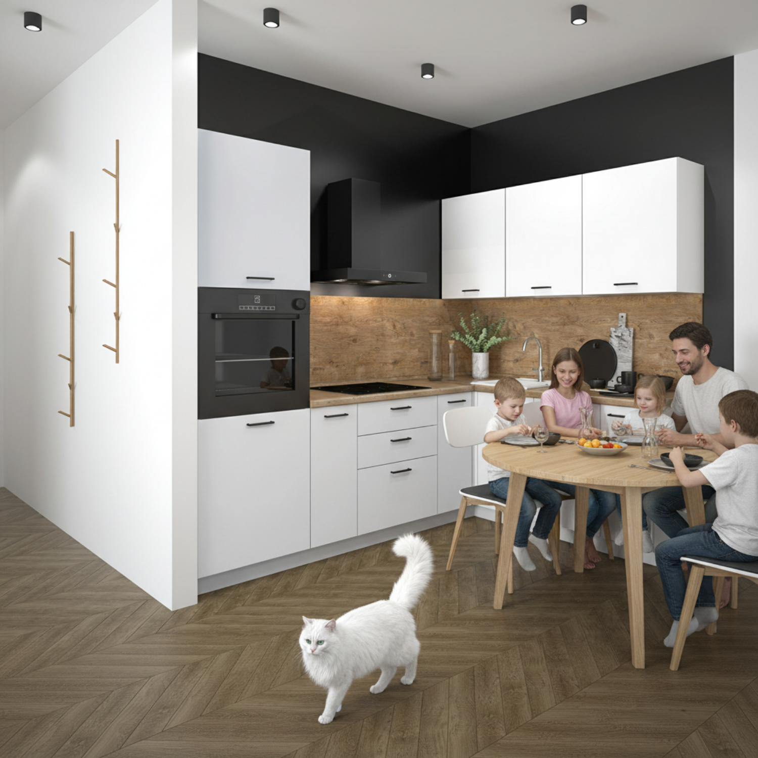 Кухонный гарнитур Рондо 12, 214х240х180х60 см, Белый, левый