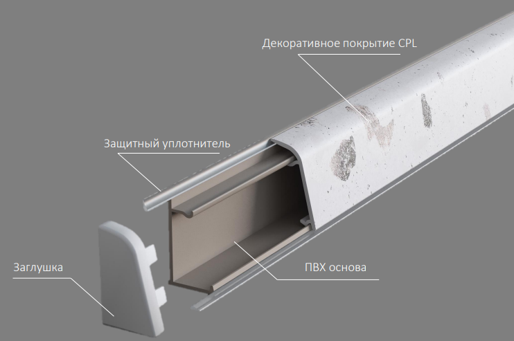 Плинтус Белый мрамор 2400х32х20 мм