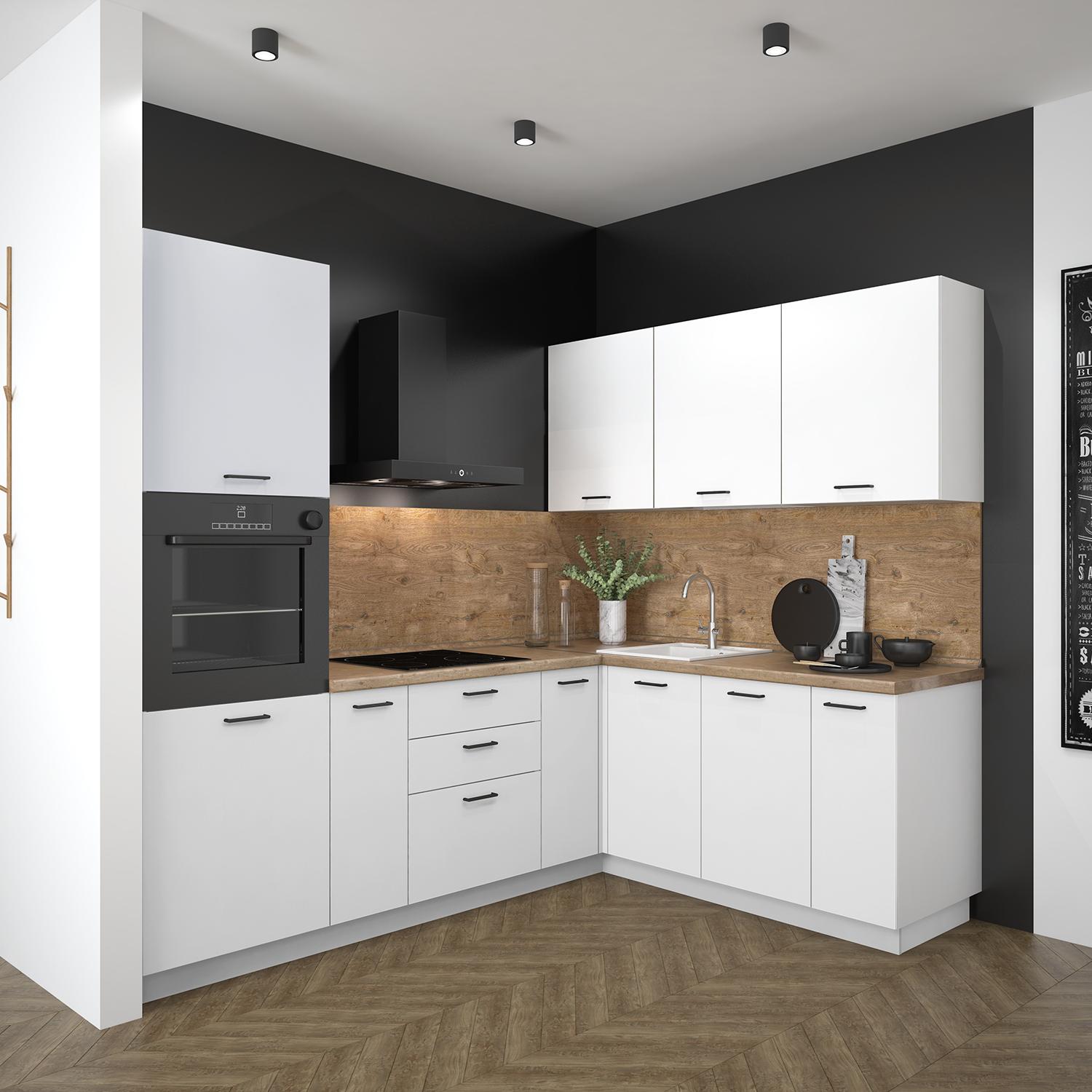 Кухонный гарнитур Рондо 12, 214х240х180х60 см, Белый, левый