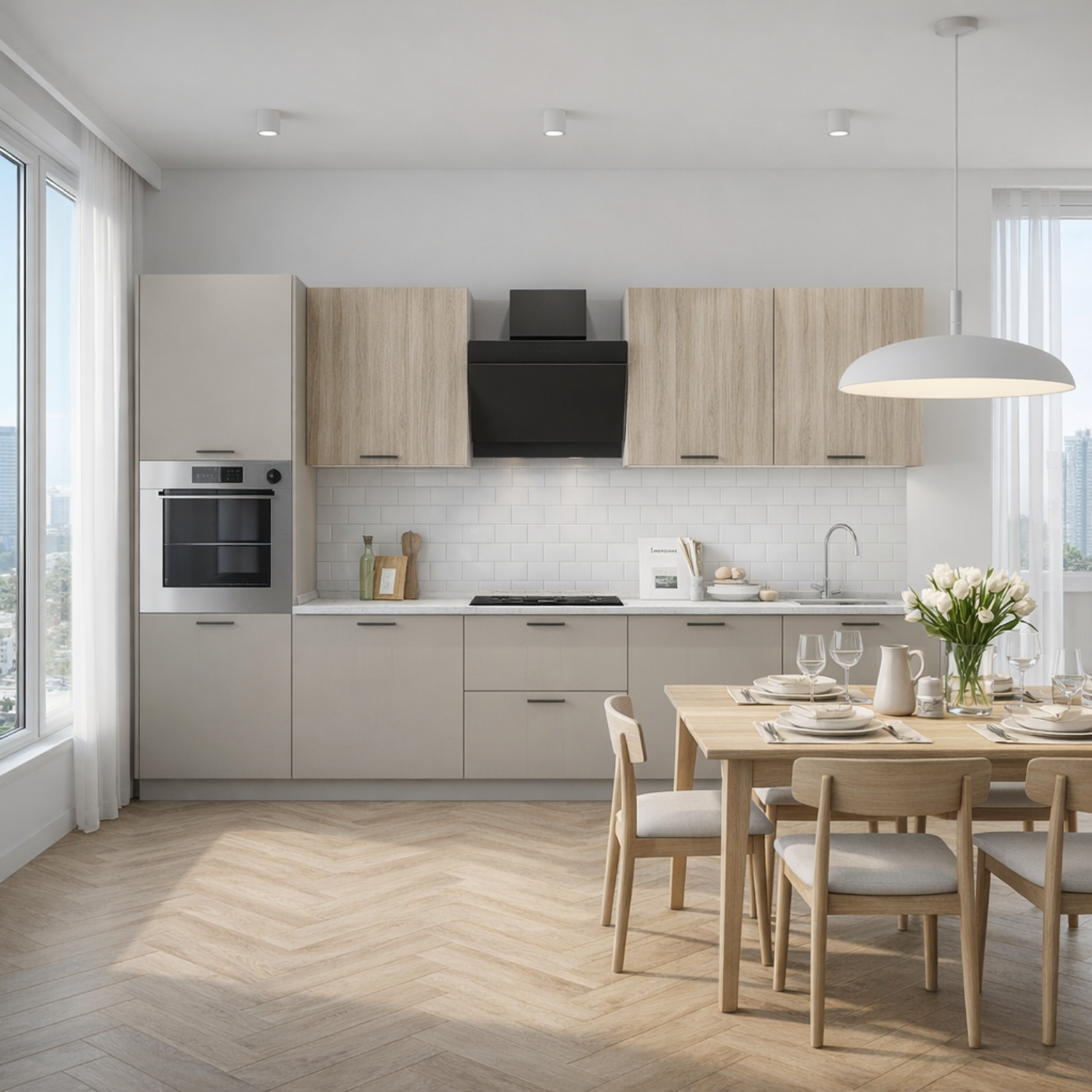 Кухонный гарнитур Рондо 1, 214х300х60 см